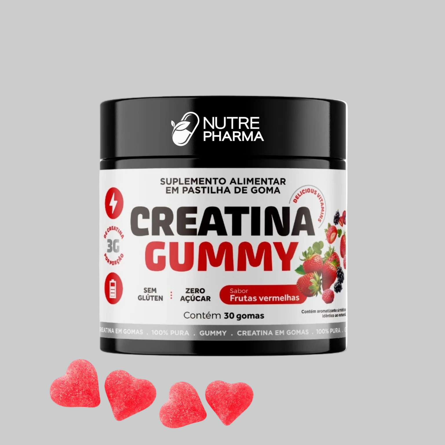 Creatina em Gummy - Alta qualidade (30gomas) 3g de creatina por porção